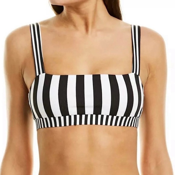 NWT Onia Women's Zoe Bikini Swim Top in Black and White Stripes‎ Size Medium - Picture 1 of 11